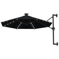 Parasol mural LED solaire noir 300cm - Maison Azuro