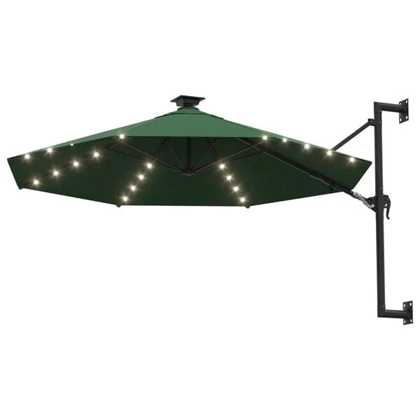 Parasol mural LED solaire vert 300cm - Maison Azuro